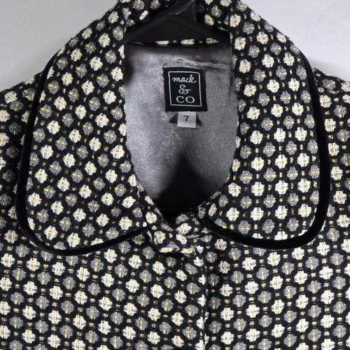 Mack & Co Girls Dress Coat Size 7 Black White Bow Swing Jacket - Picture 5 of 8