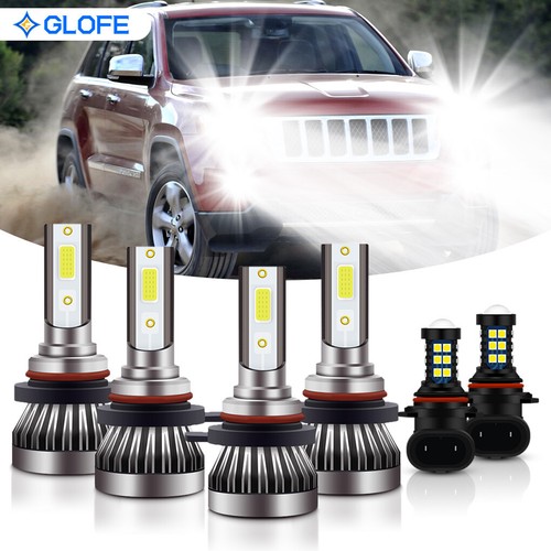 For Jeep Grand Cherokee 2005-2010 6X 6000K LED Headlight + Fog Light Bulbs Kit - Foto 1 di 10