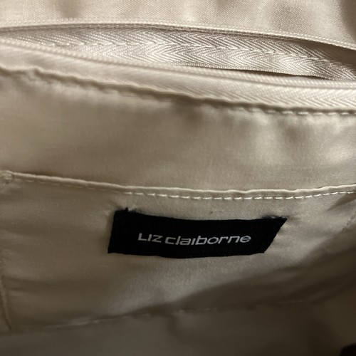 Liz Claiborne Faux Leather Pebbled Satchel Large Handbag Purse - Beige - Picture 6 of 13