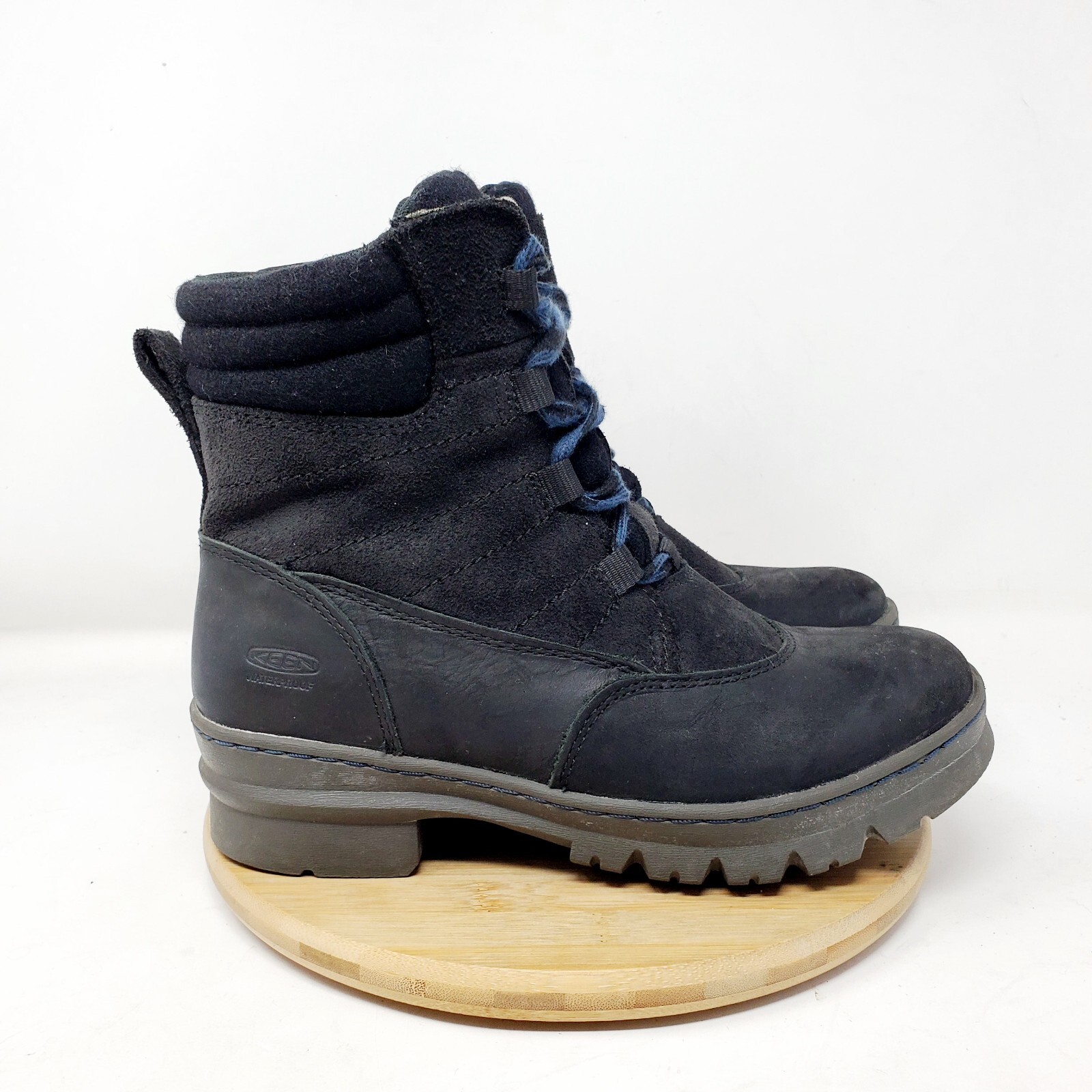 KEEN Wapato Stivali Donna 7 Neri Lacciati Impermeabili Isolati Escursionista Scarpe Invernali