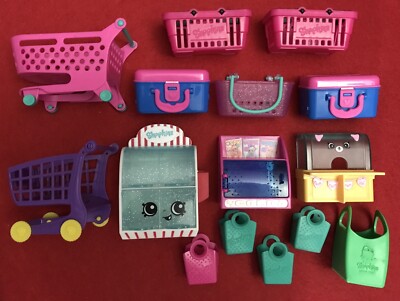 Shopkins Empty Containers Storage Shopping Baskets Totes Display Cases Bags Lot