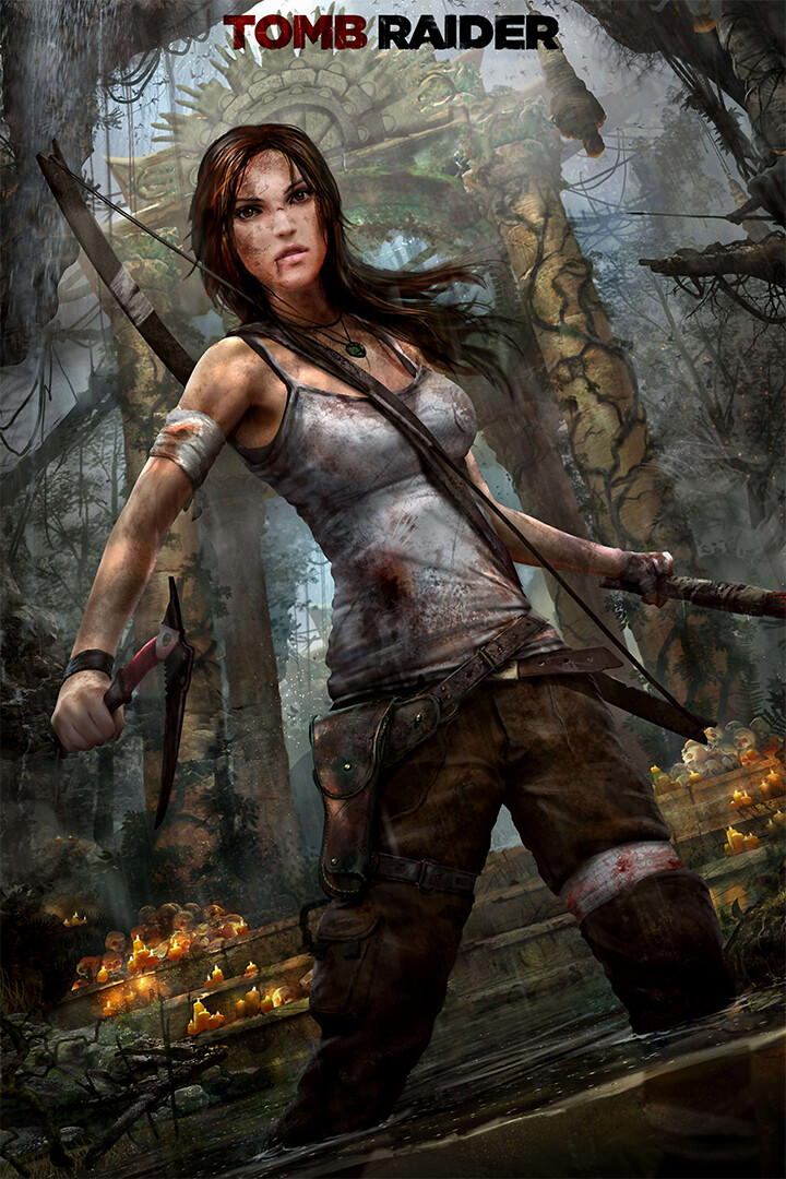 Tomb Raider Lara Croft Game Silk Print Painting Wall Home