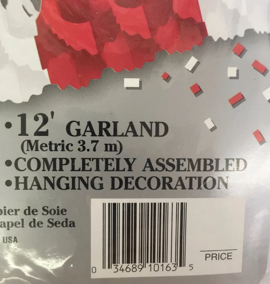 Guirnalda Arcade Beistle 12 pies Rojo y Blanco Día de San Valentín Arte Pañuelo Decoración Foto 3 de 3