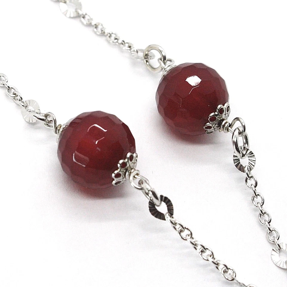 COLLANA ARGENTO 925, CORNIOLA SFACCETTATA, CUORE INCLINATO PENDENTE - Immagine 4 di 4