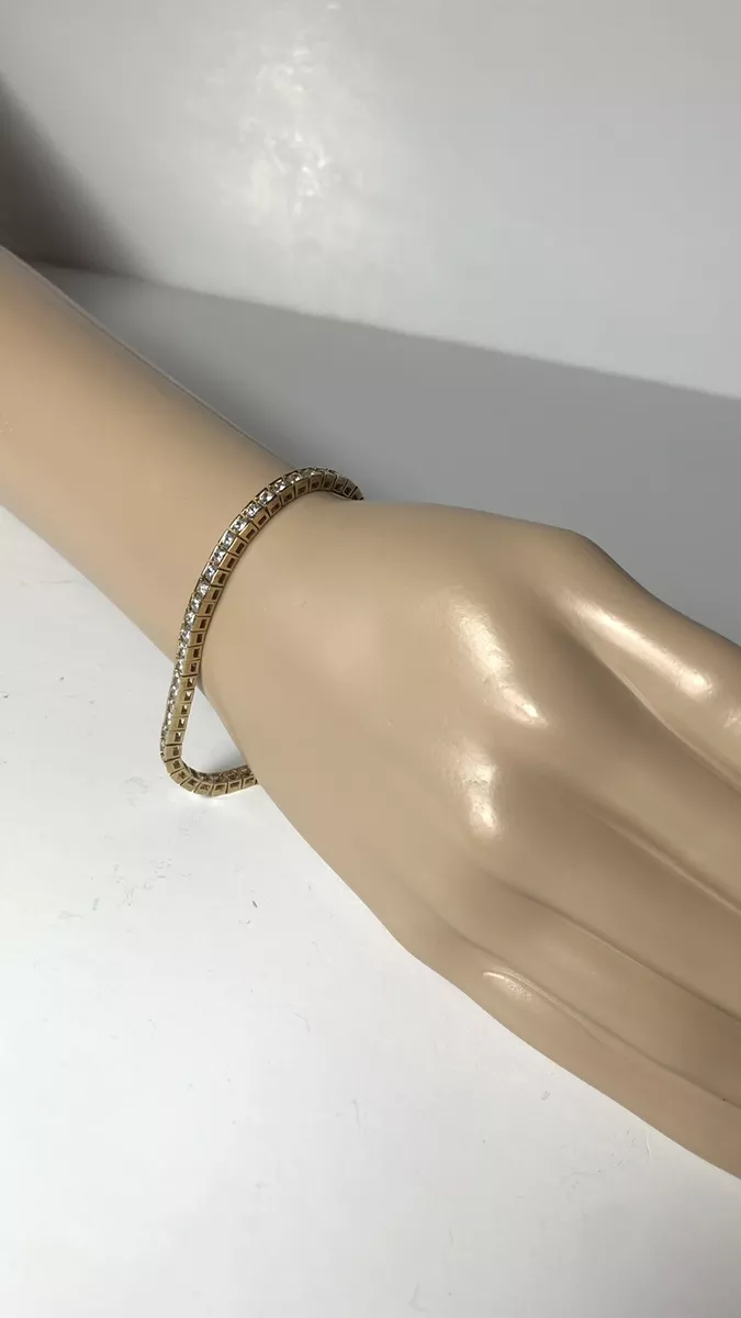 Gold Over Sterling Silver 925 Signed CL Tennis Bracelet 7.5 Long CZ 13.9 Grams