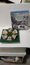 Vintage Currier And Ives Bell Ornament 6 Gold Tone Winter Scenes Royal Heritage