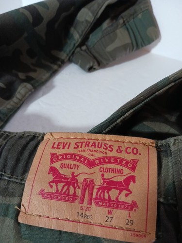 Levi's Jogger Pull On Slim Fit Stretch Pants Boys Size 14R 27x29 Camo Tapered - Picture 9 of 12