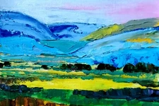 Original Oil Painting Yellow Field Landscape Montana Landscape 6x8 inches