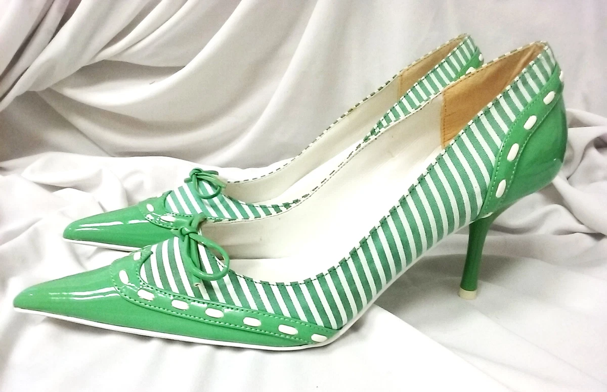 Green and white dress shoes clearance