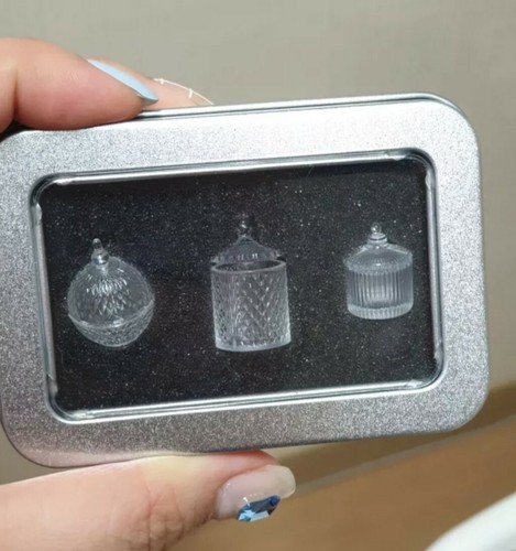 Doll House Access 1:12th Miniature - Set of 3 Beautiful Canisters BLUE - Picture 5 of 5
