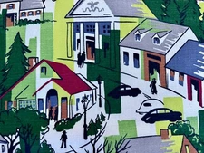 1950’s Stoney Brook New York Mid Century Arts & Crafts Barkcloth Vintage Fabric