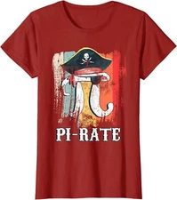Funny Pi-rate Happy Pi Day Math Geek Pirate Lover Ladies' Crewneck T-Shirt