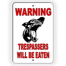 Beware Of Dog Will Bite Security Attack Guard Warning Trespassing Sign Or Decal