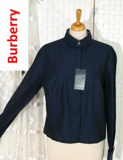 BURBERRY London Designer Bluse 42 = 38 Dunkel BLAU NOVA CHECK Label Knöpfe
