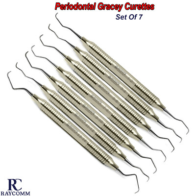 Dental Gracey Curette Perio Set Of 7 Periodontal Instruments Double Ended CE