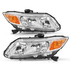 For 2012-2015 Honda Civic Sedan 12-13 Coupe Chrome Amber Headlights Pair