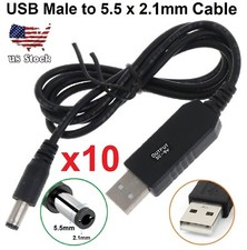 x10 53CM USB A to 5.5 2.1mm DC 5V-9V 3.3mm diameter Charging Cable Adapter Cord