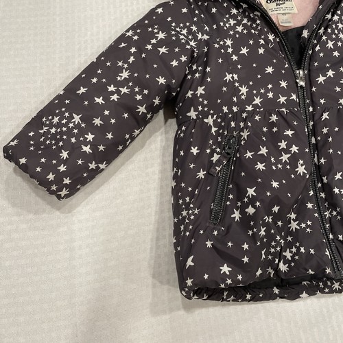 OshKosh B'gosh Girls Hooded Winter Coat- Gray With Stars Size 4/5 - Picture 3 of 8