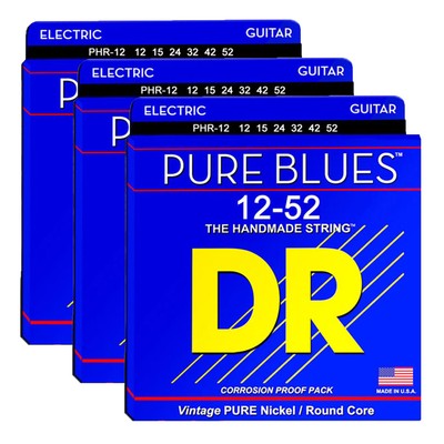 3 SETS DR Strings Pure Blues Electric Strings Pure Nickel Extra Heavy 12-52
