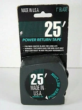 Mechanics Tools 25' Tape Measure Power Return Polymer Coated Blade Model 25 1991