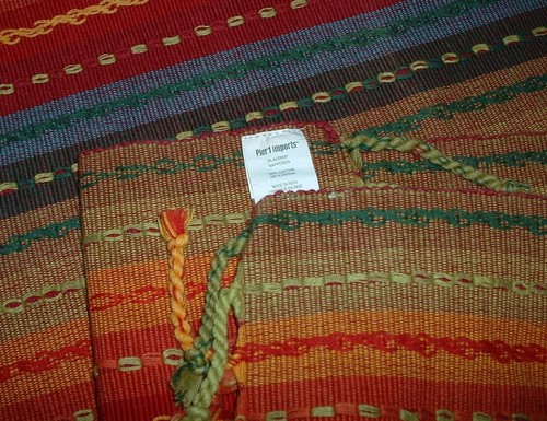 Set of 3 Pier 1 boho woven 100% cotton Place Mats in autumn colors from India - Picture 3 of 4