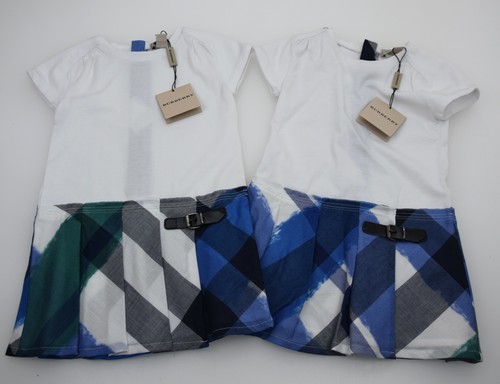 Burberry Junior Girl Dress Dress with Plaid Skirt Casual Article b0247485t  | eBay