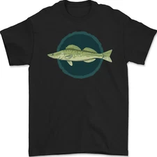 Zander Pikeperch Fish Fishing Fisherman Mens T-Shirt 100% Cotton