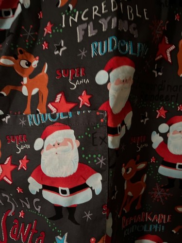 Scrub Top Womens Christmas Rudolph Red Nosed Reindeer 3XL - Picture 3 of 5