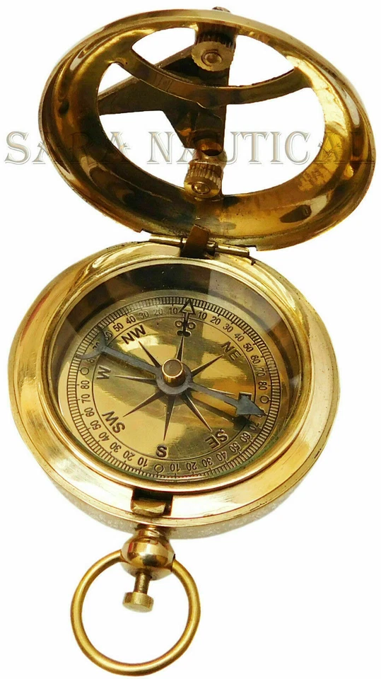 Морские латунные солнечные часы компас Rose London компас с кожаным чехлом лот из 20 - Изображение 4 из 4