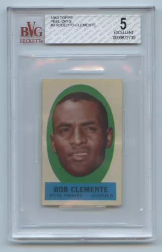 1963 Topps Baseball Peel-Off, Roberto Clemente #9, BVG-5