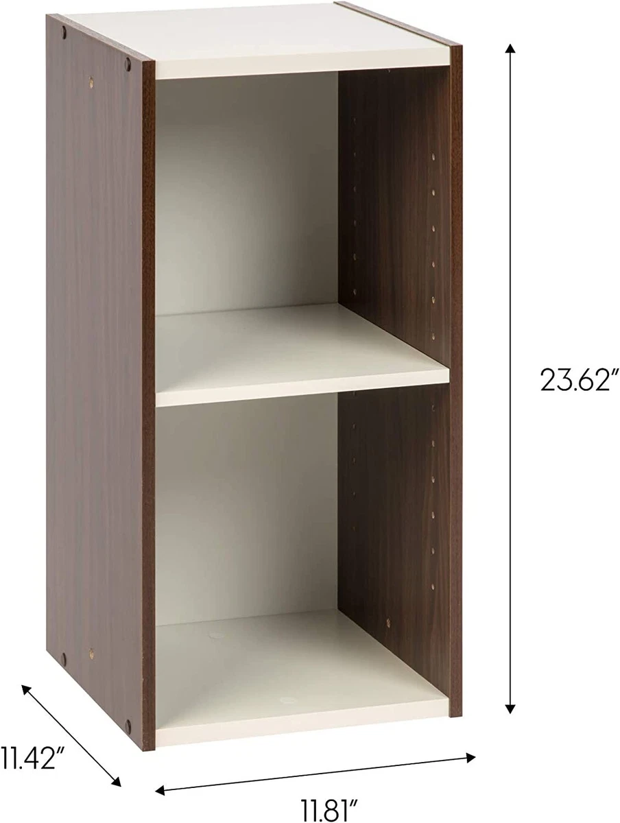 Short Wide Bookcase Shelf Two Tier Bookshelf Brown Small Home
