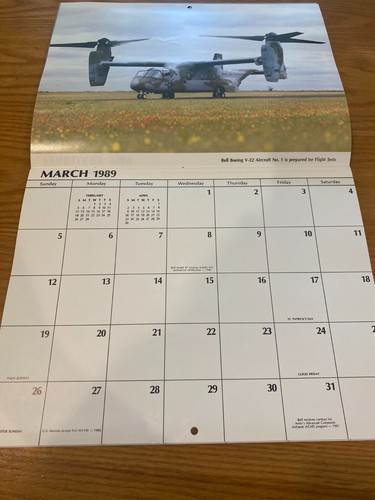 1989 Bell Helicopter Textron Appointment Calendar Bell XV-15 206 Cobra AH-1J 222 - Picture 4 of 15