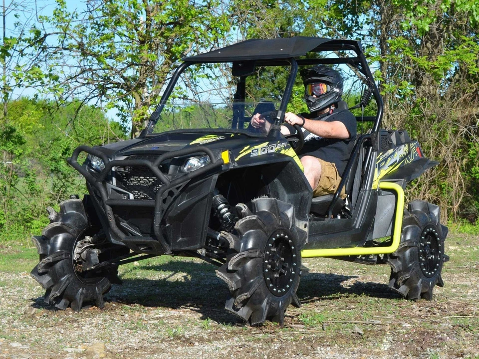 Parachoques delantero de alta resistencia SuperATV para Polaris RZR XP 900 (2011-14) negro arrugado Foto 3 de 4