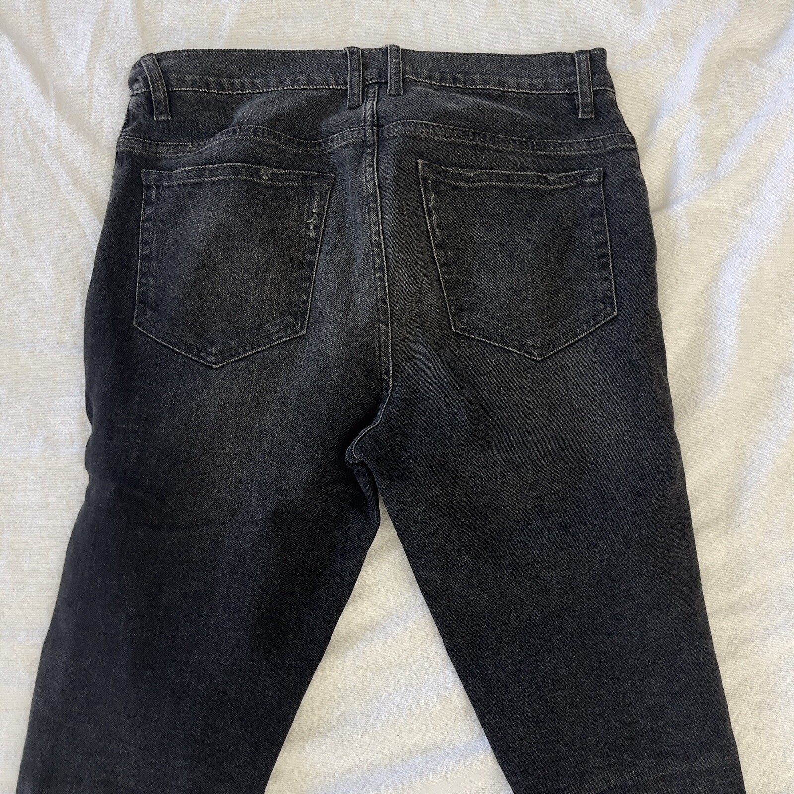 En Noir Jeans Distressed denim black button fly mens sz W33 L35 stretch USA made image 7