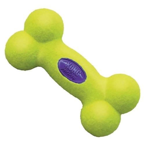 KONG AirDog Bone Squeaky Toy for Dogs with Tennis Ball Material Yellow Small - Picture 3 of 6