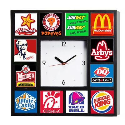 Advertising McDonalds Wendys Burger King Arbys DQ KFC White Castle +more Clock