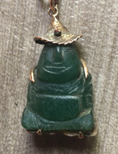 ANTIQUE 9K GOLD JADE PENDANT SIGNED SY w/ UNKNOWN MAKERS MARK UNIQUE AUS
