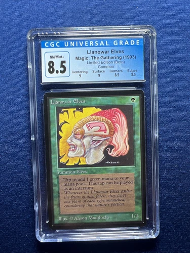 MTG BETA Llanowar Elves CGC 8.5 Quad++ NM/Mint+ (with sub grades) 1993