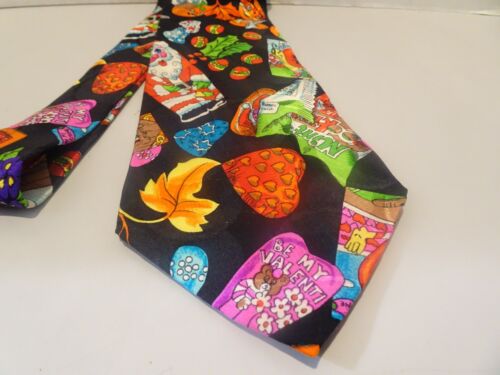 Nicole Miller Designer Neck Tie Vintage 1991 Palmer Candy Holiday Print Silk Tie - Picture 4 of 6