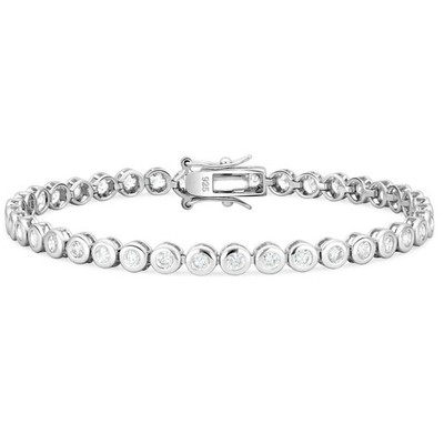 Tennisarmband Rund Eternity Unendlich Zirkonia Weiß 925 Silber Rhodiniert Damen