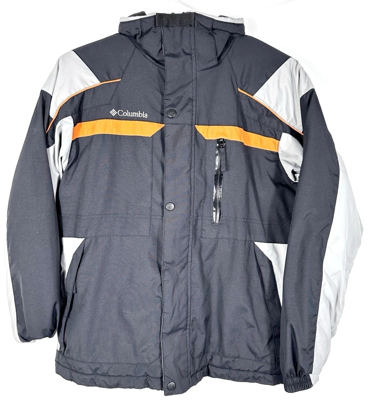 Colombia Youth Winter /Ski Jacket Size 14/16 Full Zip Fleece Lined Black Orange