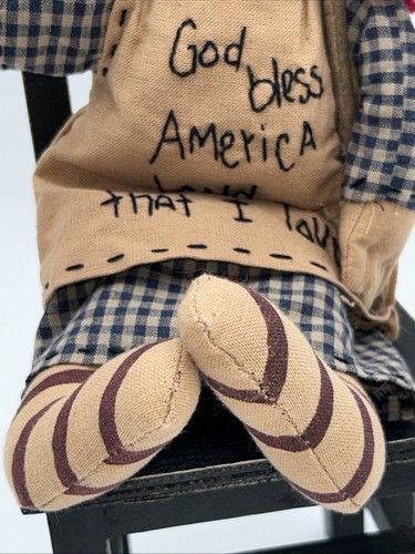Muñeca de trapo Honey & Me de arte popular rara 2003 12"" de altura Americana Land That I Love" - Imagen 3 de 10