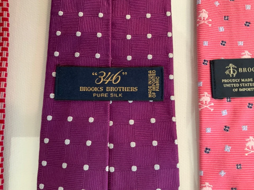 "Lote de 3 corbatas geométricas de jacquard de seda Brooks Brothers para hombre EE. UU. 3,25""x58"" usadas en excelente estado" Foto 4 de 4