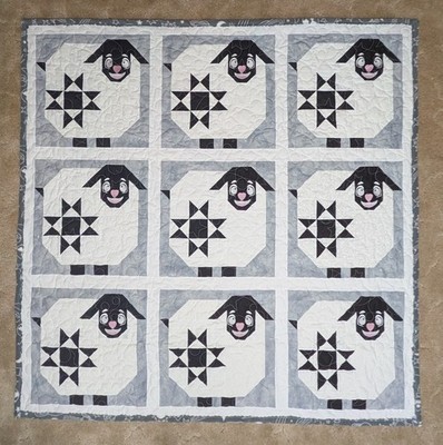 New Handmade Cotton Quilt with embroidery and polar fleece backing . Size 59x60