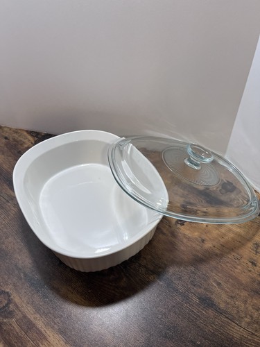 Corning Ware 2,5Qt. Auflaufform Deckel 2,8 L Französisch Weiß Oval