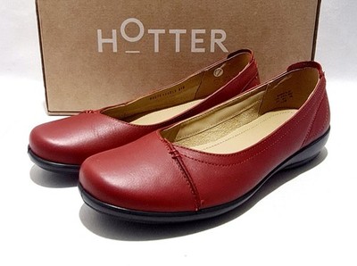 Hotter Robyn Schuhe Größe 9 UK EEE Neu Extra Weite Passform Rot Leder