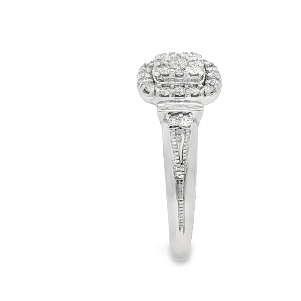 Anel aglomerado de ouro branco 9 quilates com diamante - Tamanho L1/2 - 0,44 quilates - Imagem 3 de 4