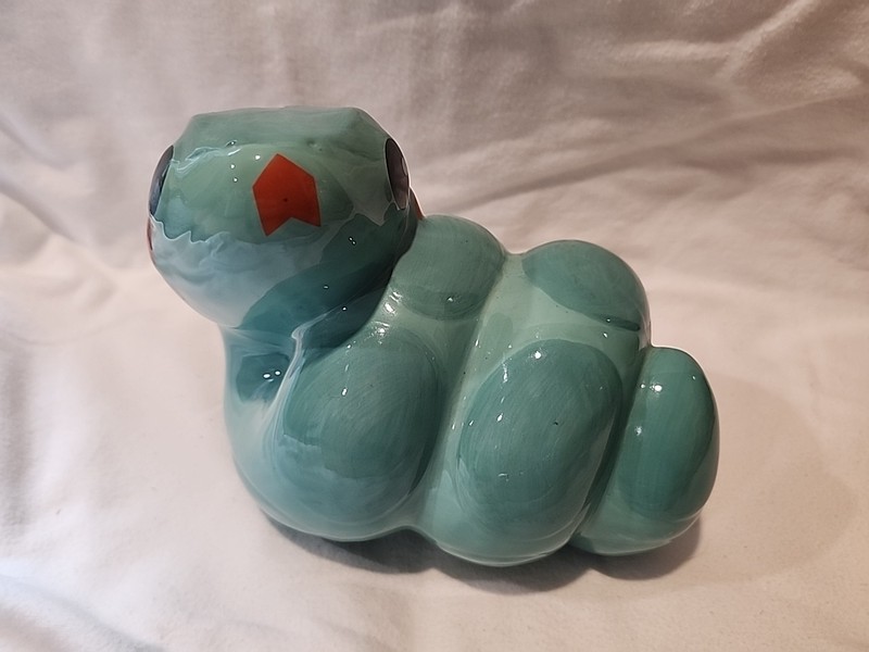 2013 WELLS FARGO-Year of the Snake Chinese New Year Ceramic Teal Piggy  Bank