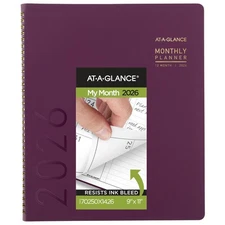 2026 Planner, Monthly, 9” x 11”, Large, Contemporary, Crushed Cherry (70250X1...