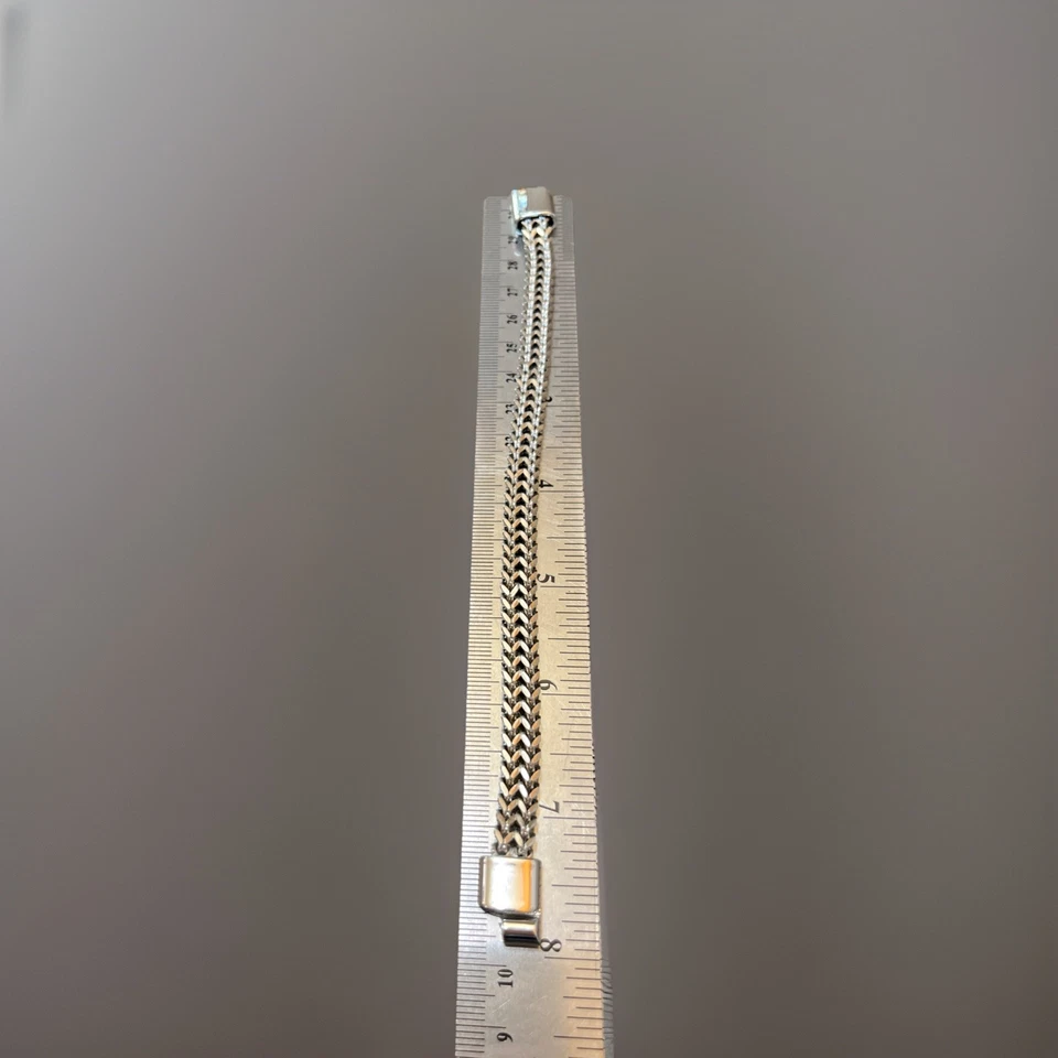 Pulsera de muñeca vintage de acero inoxidable de 8 mm con doble cadena Franco de 8" para hombre y mujer Foto 3 de 4